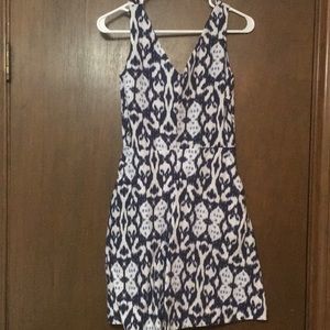 Blue and white linen dress